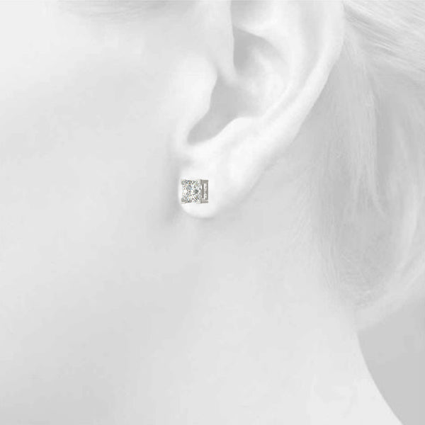 Princess Lab Diamond 4-Corner Stud Earrings