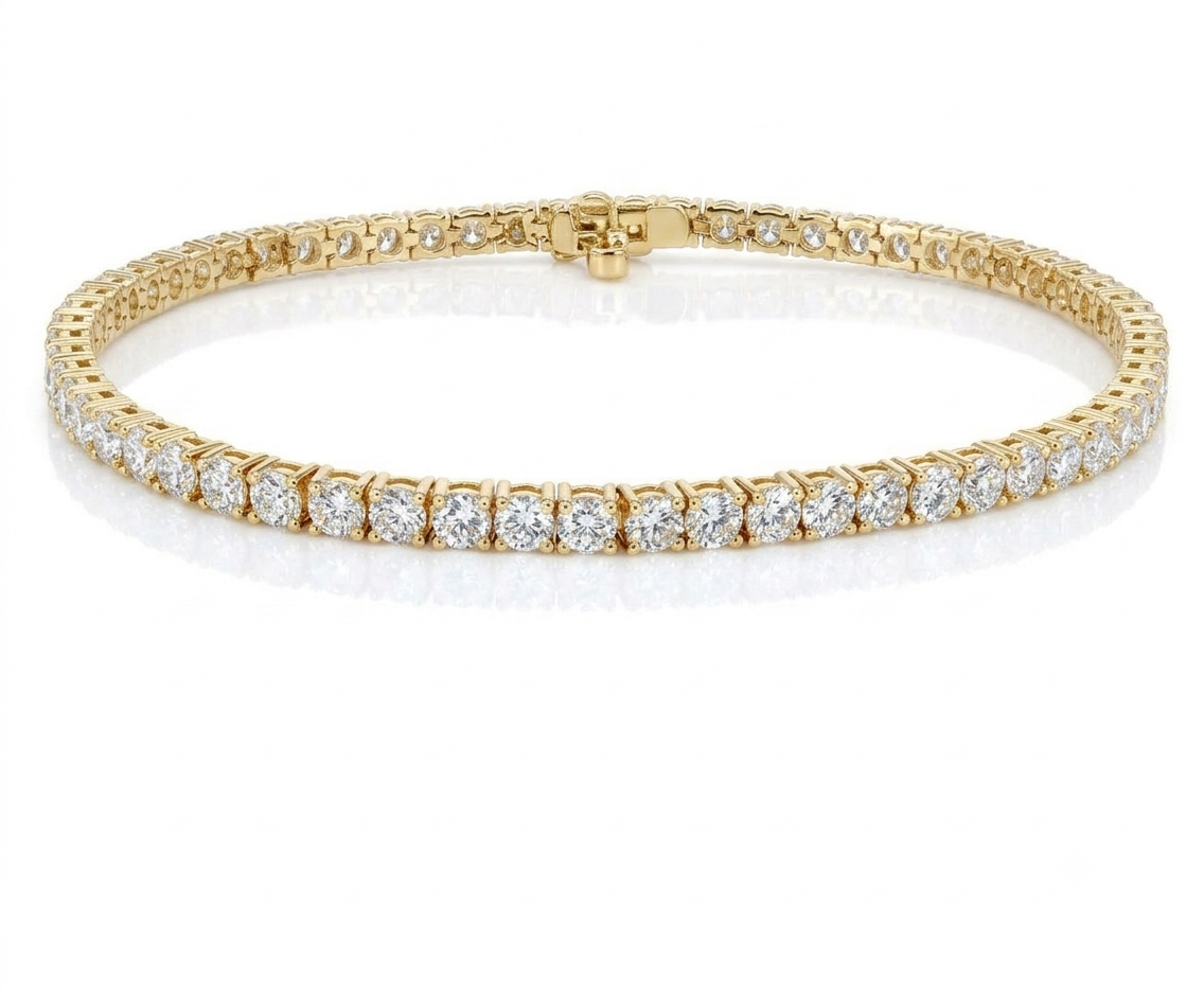 14kt Yellow Gold Round Lab Diamond Tennis Bracelet 7.03ctw