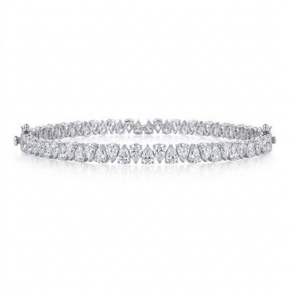 9.37ctw Pear Lab Diamond 14kt White Gold 7" Tennis Bracelet