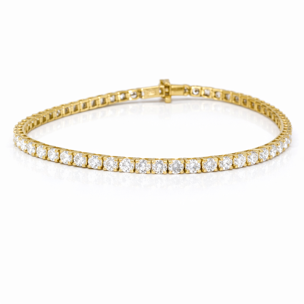 14kt Yellow Gold Round Lab Diamond Tennis Bracelet 6.69ctw