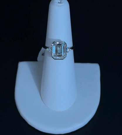 3.02ct Emerald E VS1 Lab Diamond 14kt White Gold Ring RGF-744