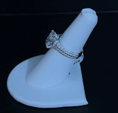 3.03ct Elongated Cushion F VS1 Lab Diamond 14kt White Gold Engagement Ring RGF-781-1
