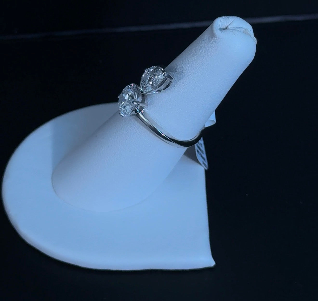2.97ctw Pear E VVS2 and Round D VS1 Lab Diamond 14kt White Gold Ring RGF-413-3