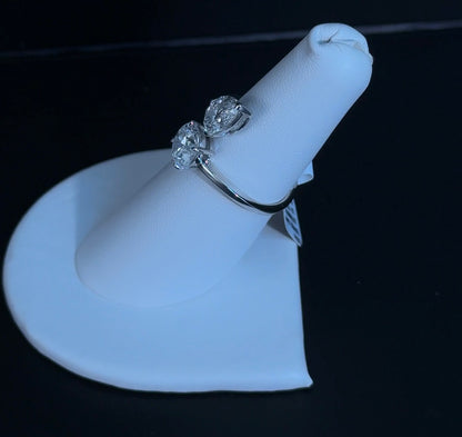 2.97ctw Pear E VVS2 and Round D VS1 Lab Diamond 14kt White Gold Ring RGF-413-3
