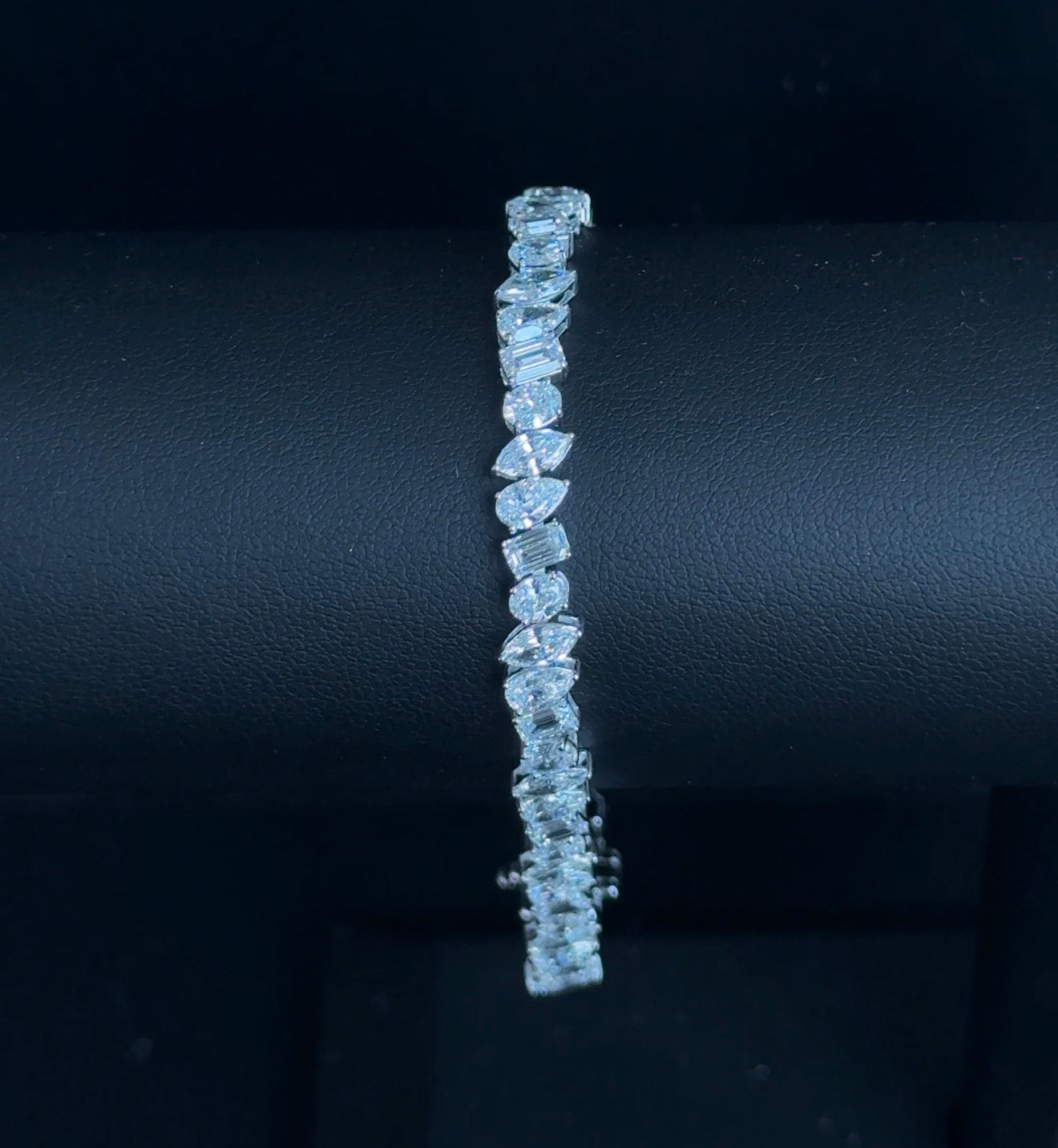 9.04ctw Mixed Shape Lab Diamond 14kt White Gold 7" Tennis Bracelet
