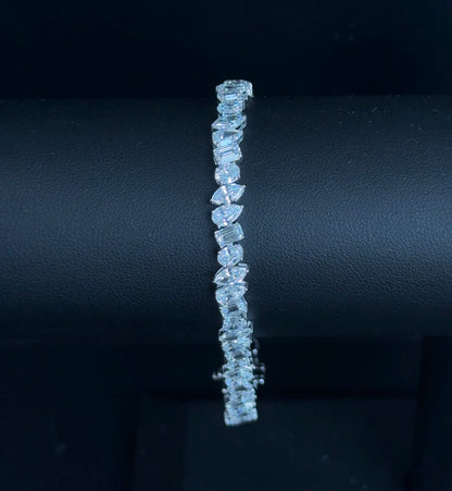 9.04ctw Mixed Shape Lab Diamond 14kt White Gold 7" Tennis Bracelet