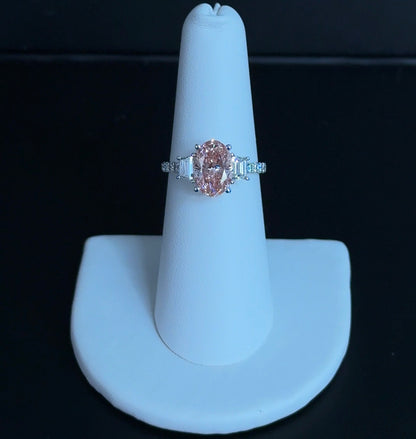 2.51 Oval Fancy Vivid Pink VVS2 14kt White Gold Engagement Ring SR7171-OV-250