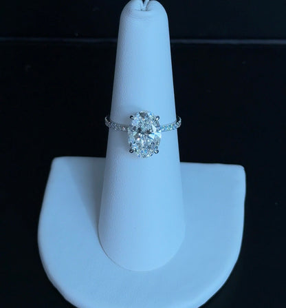 3.04ct Oval E VS1 Lab Diamond 14kt White Gold Engagement Ring RGF-237-5