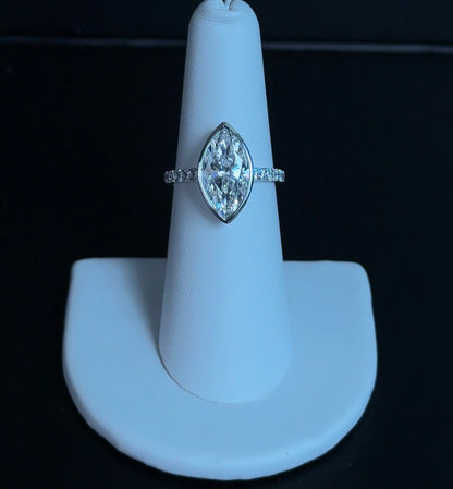3.09ct Marquise E VVS2 Lab Diamond 14kt White Gold Engagement Ring SA5754R-15x8