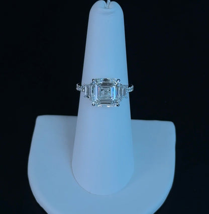 5.08ct Asscher E VS1 Lab Diamond 14kt White Gold Engagement Ring SA5631R-9.7-1