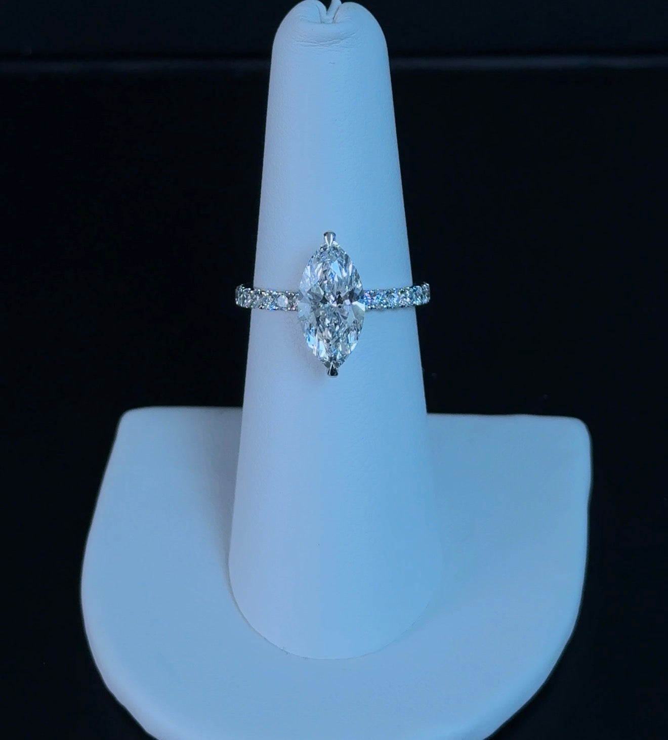 2.12ct Marquise D VS1 Lab Diamond 14kt White Gold Engagement Ring SA5505RM-13.4x6.7