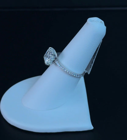 3.02ct Asscher D VVS2 Lab Diamond 14kt White Gold Engagement Ring SA5696R-8.0