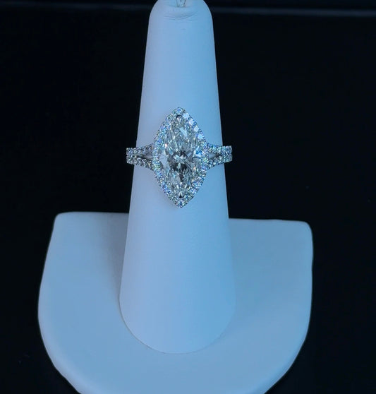 3.10ct Marquise F VS1 Lab Diamond 14kt White Gold Engagement Ring SA5601R-14.4x7.6