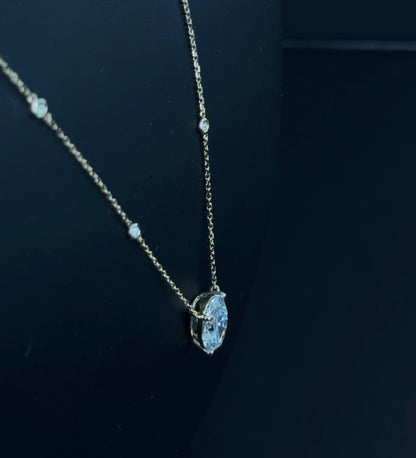 3.03ct Oval E VVS2 Lab Diamond 14kt Yellow Gold Pendant with Chain SA5782NO-12x8-2