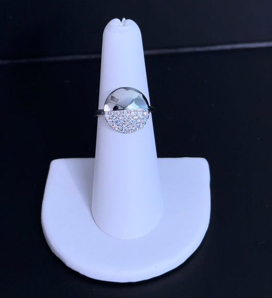 0.50ctw Lab Diamond Sterling Silver Circle Ring Size 8