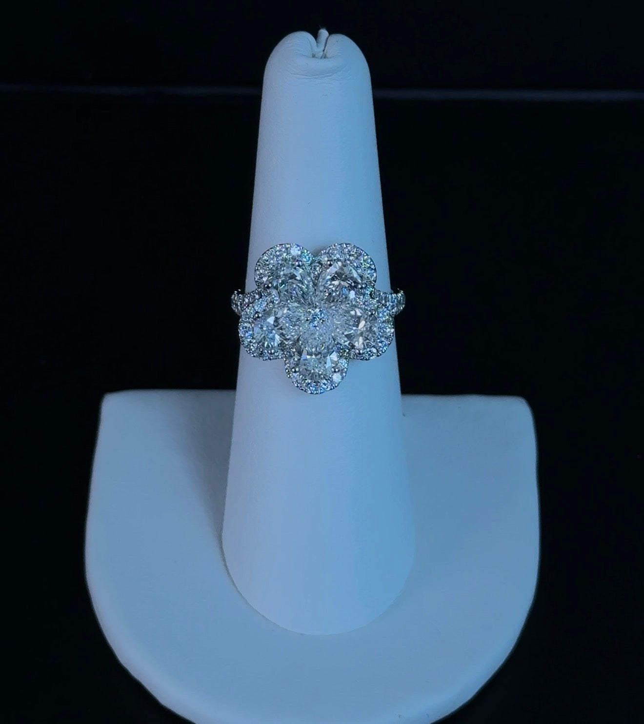 3.49ctw Lab Diamond 14kt White Gold Flower Ring RGF-404-4