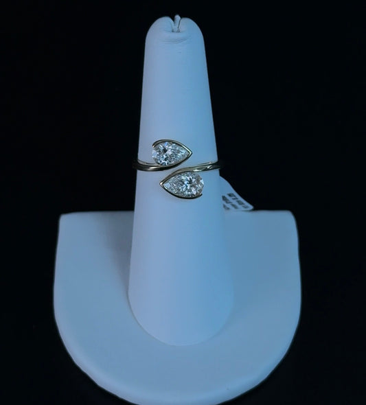 1.50ctw Pear Lab Diamond 14kt Yellow Gold Bypass Ring SA5777R