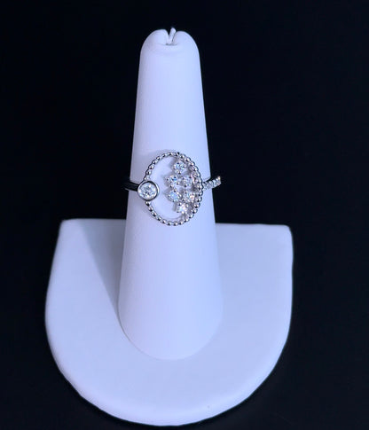 0.50 Round Lab Diamond Sterling Silver Multi-Stone Ring Size 6