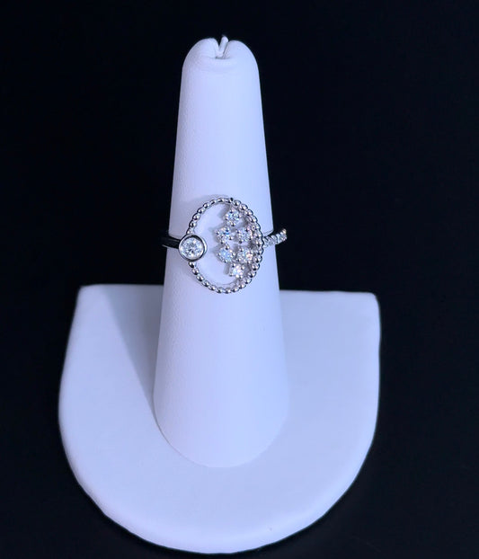 0.50 Round Lab Diamond Sterling Silver Multi-Stone Ring Size 8
