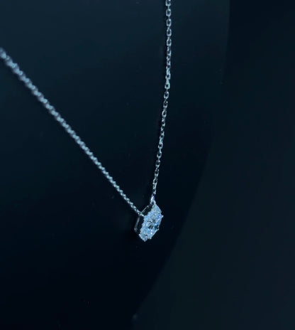 1.17ctw Hexagon and Round Lab Diamond 14kt White Gold Necklace CHN-148