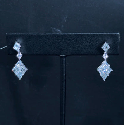 2.81ctw Kite Lab Diamond 14kt White Gold Dangle Earrings ERG-183