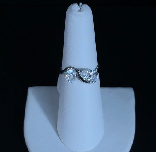 1.68ctw Round and Pear Lab Diamond 14kt White Gold Bypass Ring RGF-433-5