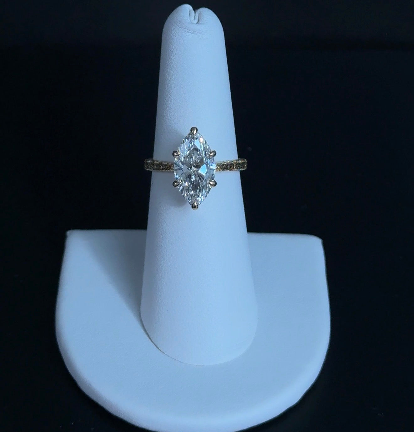3.02ct Marquise E VVS2 Lab Diamond 14kt Yellow Gold Engagement Ring 2214INV119