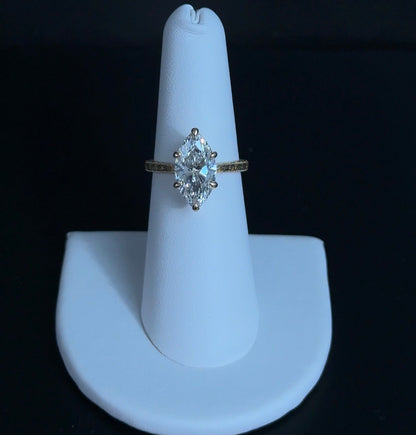 3.02ct Marquise E VVS2 Lab Diamond 14kt Yellow Gold Engagement Ring 2214INV119