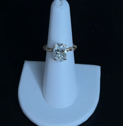 3.05ct Oval E VVS2 Lab Diamond 14kt Yellow Gold Engagement Ring 2214INV115