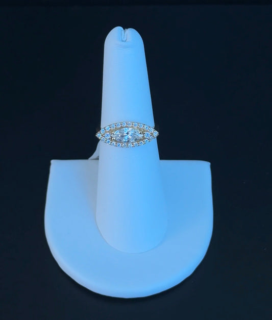 1.01ctw Round and Marquise Lab Diamond 14kt Yellow Gold Ring DN14932