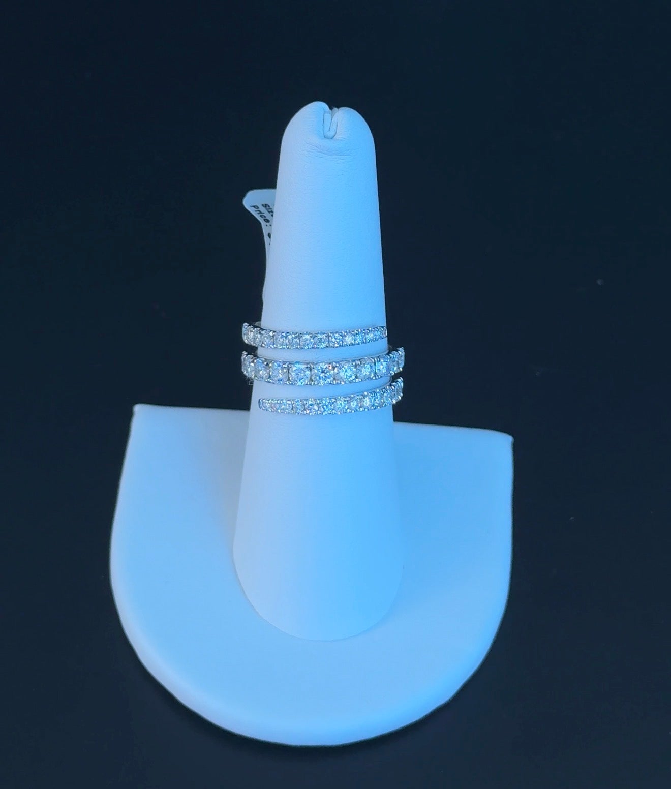 1.61ctw Lab Diamond 14kt White Gold Three-Row Ring DN17931