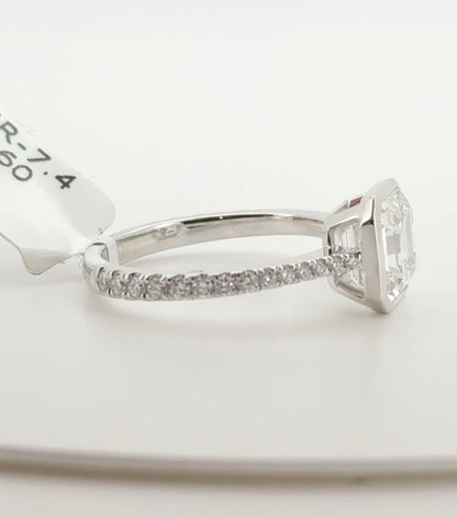 2.68ct Asscher D VVS2 Lab Diamond 14kt White Gold Ring SA5684R-7.4-1