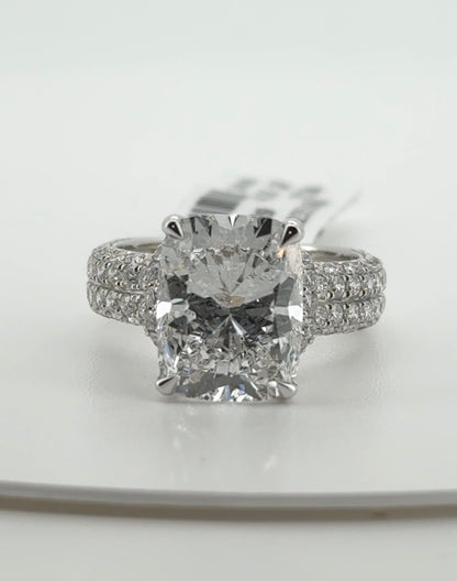 5.03ct Cushion E VS1 Lab Diamond 14kt White Gold Ring RGF-783
