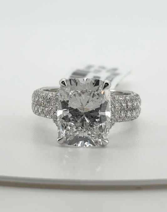 5.03ct Cushion E VS1 Lab Diamond 14kt White Gold Ring RGF-783
