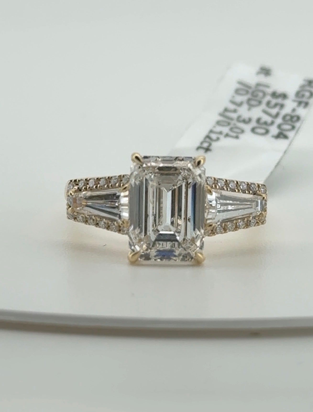 3.01ct Emerald E VVS2 Lab Diamond 14kt Yellow Gold Ring RGF-804