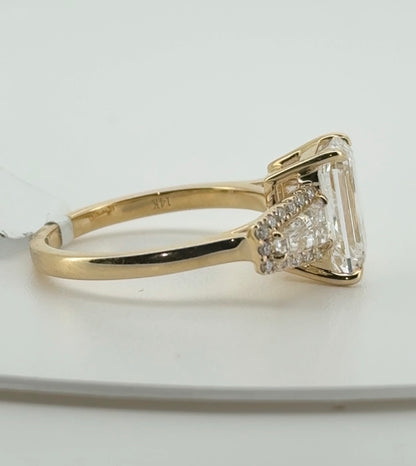3.01ct Emerald E VVS2 Lab Diamond 14kt Yellow Gold Ring RGF-804