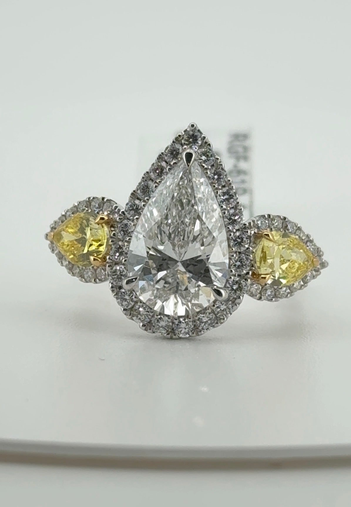 3.05ct Pear E VVS2 Lab Diamond 14kt White Gold Ring RGF-619-1