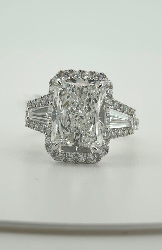 5.06ct Radiant E VS1 Lab Diamond 14kt White Gold Ring SA5518R-12x8.5