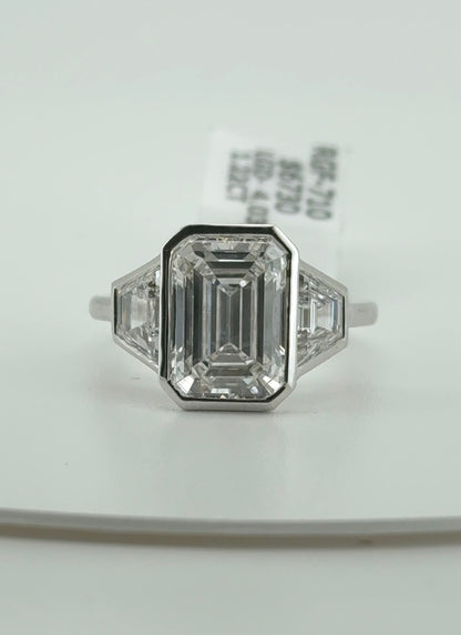 4.03ct Emerald F VVS2 Lab Diamond 14kt White Gold Ring RGF-710