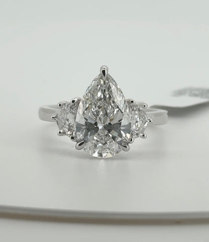 3.01ct Pear E VS1 Lab Diamond 14kt White Gold Ring RGF-635