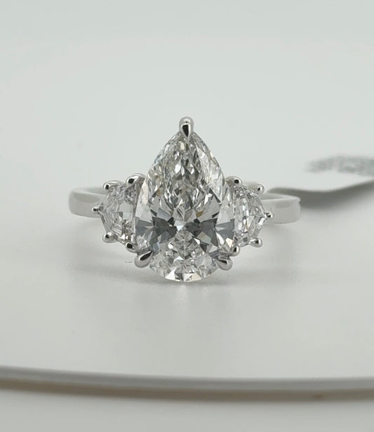 3.01ct Pear E VS1 Lab Diamond 14kt White Gold Ring RGF-635