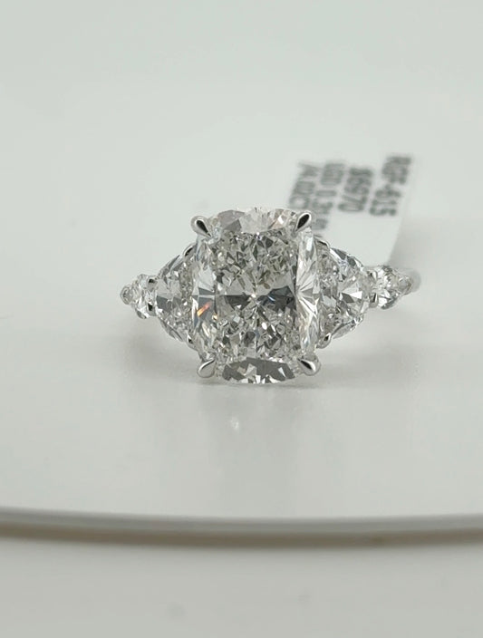 4.02ct Cushion F VS1 Lab Diamond 14kt White Gold Ring RGF-615