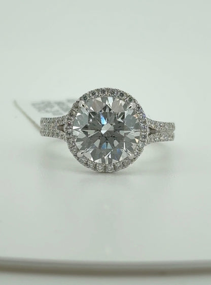 3.00ct Round E VVS2 Ideal Cut Lab Diamond 14kt White Gold RGF-292