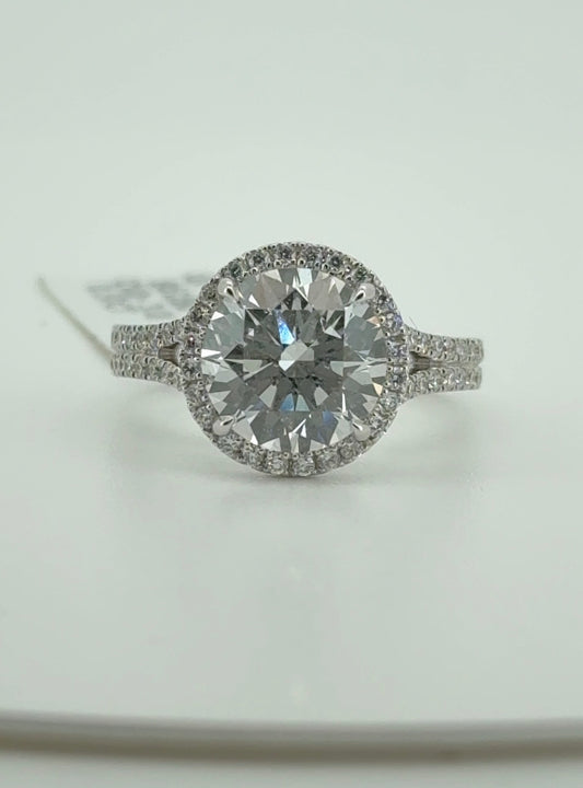 3.00ct Round E VVS2 Ideal Cut Lab Diamond 14kt White Gold RGF-292