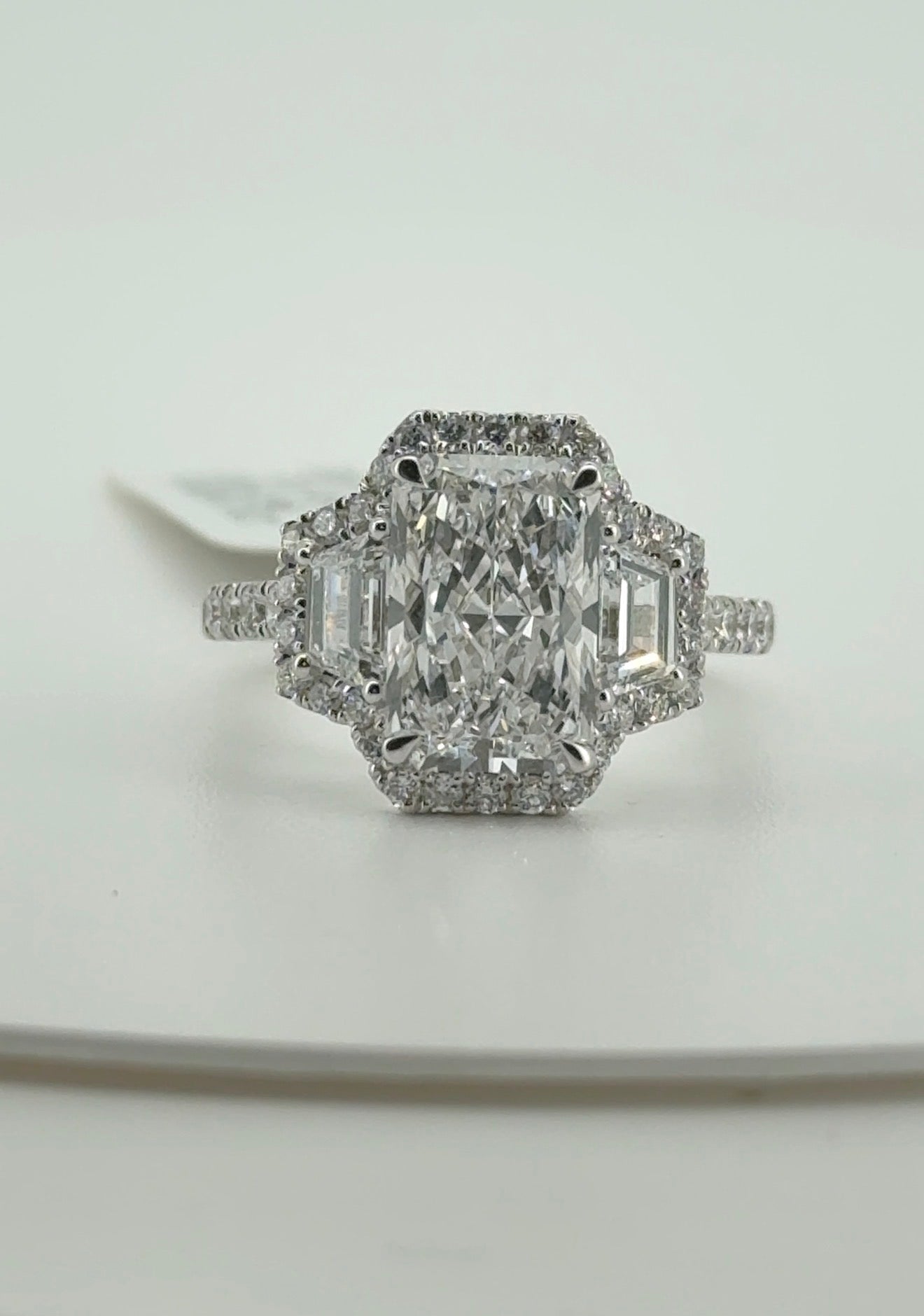 2.96ct Radiant D VVS2 Lab Diamond 14kt White Gold Ring SA5373R-10.5x6.90