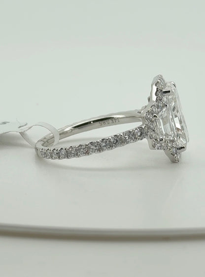 2.96ct Radiant D VVS2 Lab Diamond 14kt White Gold Ring SA5373R-10.5x6.90