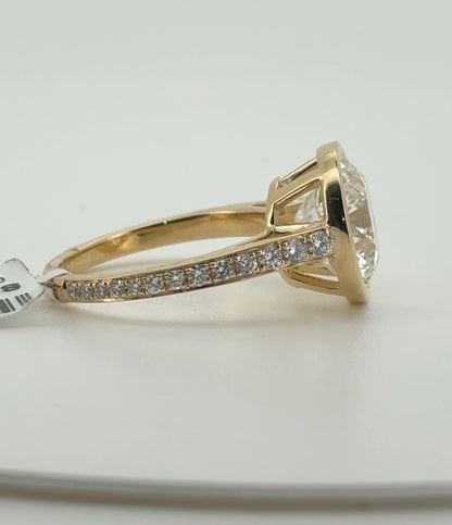 4.84ct Round F VVS2 Ideal Cut Lab Diamond 14kt Yellow Gold Bezel Ring SA5726R-11-1