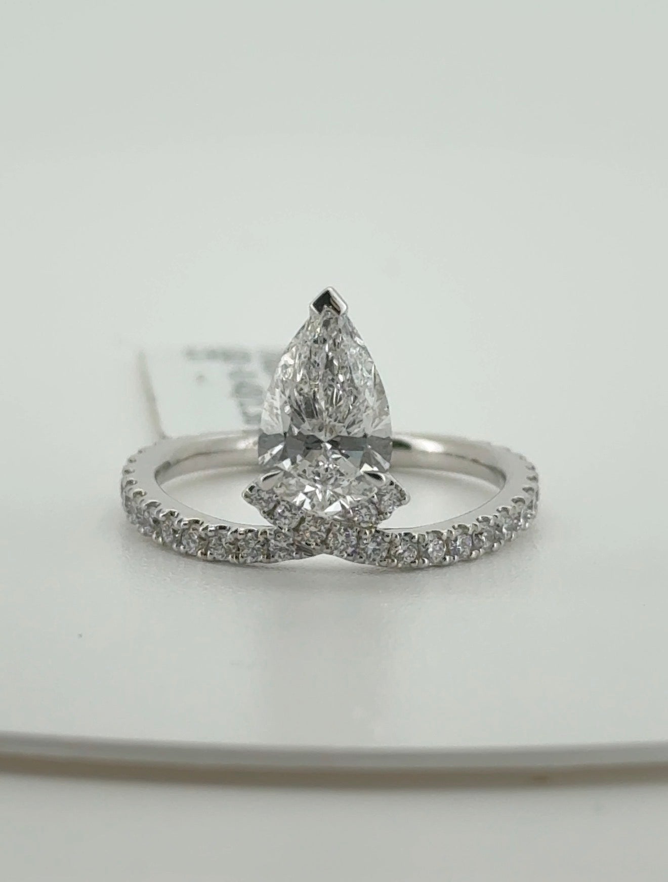 1.36ct Pear D VVS2 Lab Diamond 14kt White Gold Ring SA5388R-9.4x6