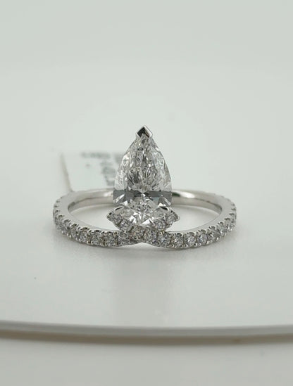 1.36ct Pear D VVS2 Lab Diamond 14kt White Gold Ring SA5388R-9.4x6