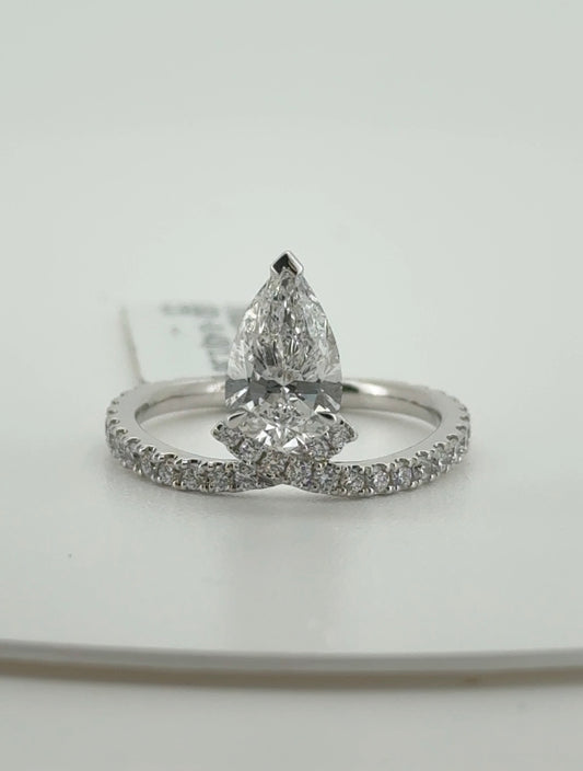 1.36ct Pear D VVS2 Lab Diamond 14kt White Gold Ring SA5388R-9.4x6